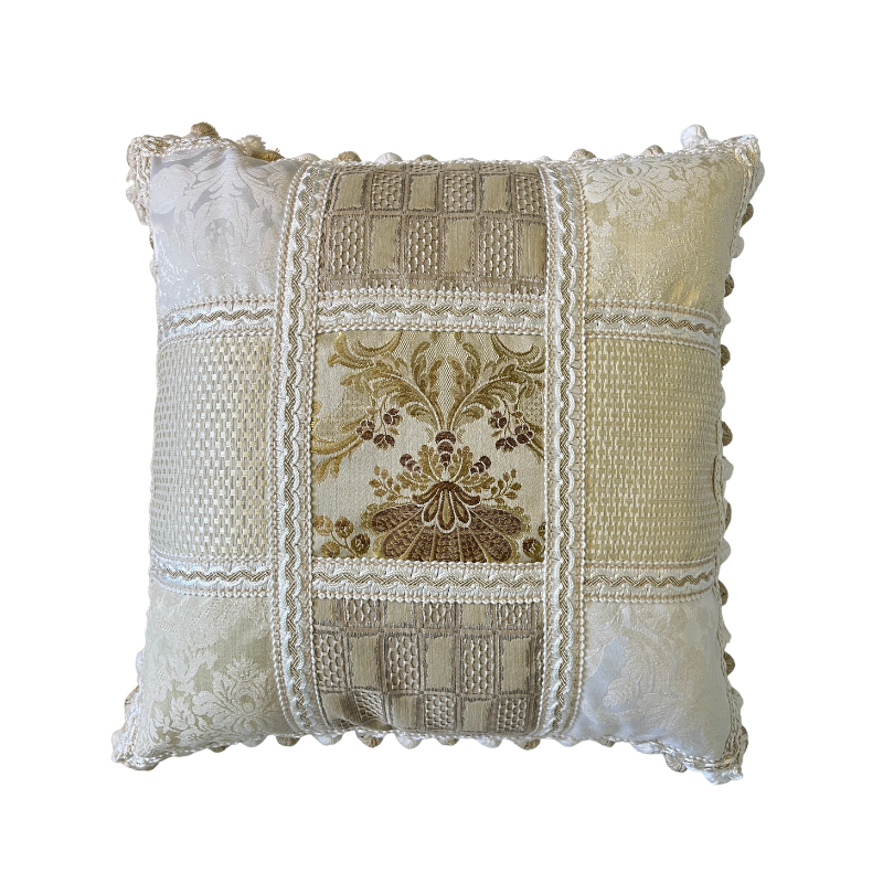 Copertura Per Cuscino Da Pavimento In Cotone – Patchwork Ricamato Tradizionale, Colore Marrone, Diametro 45 Cm (18 Pollici), Fatto A Mano In India (Solo Fodera)