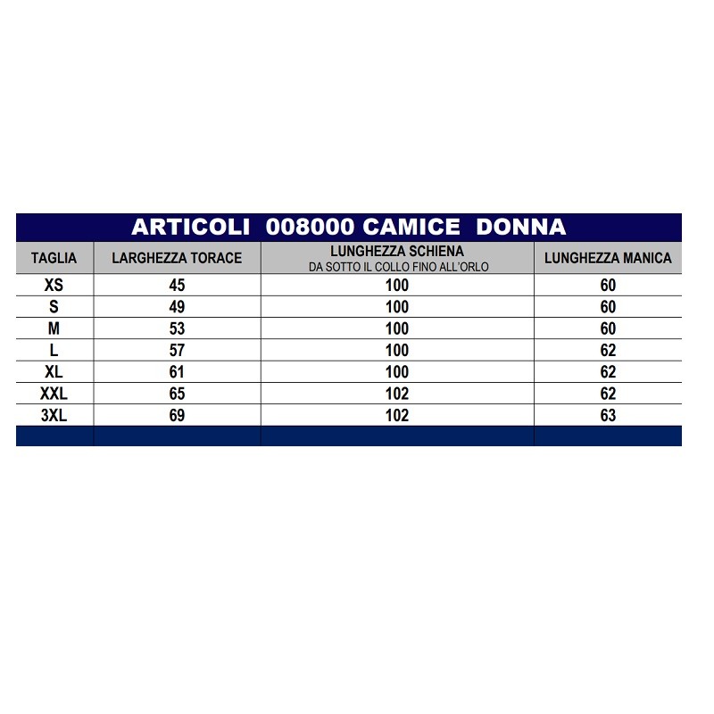 TABELLA TAGLIE 008000