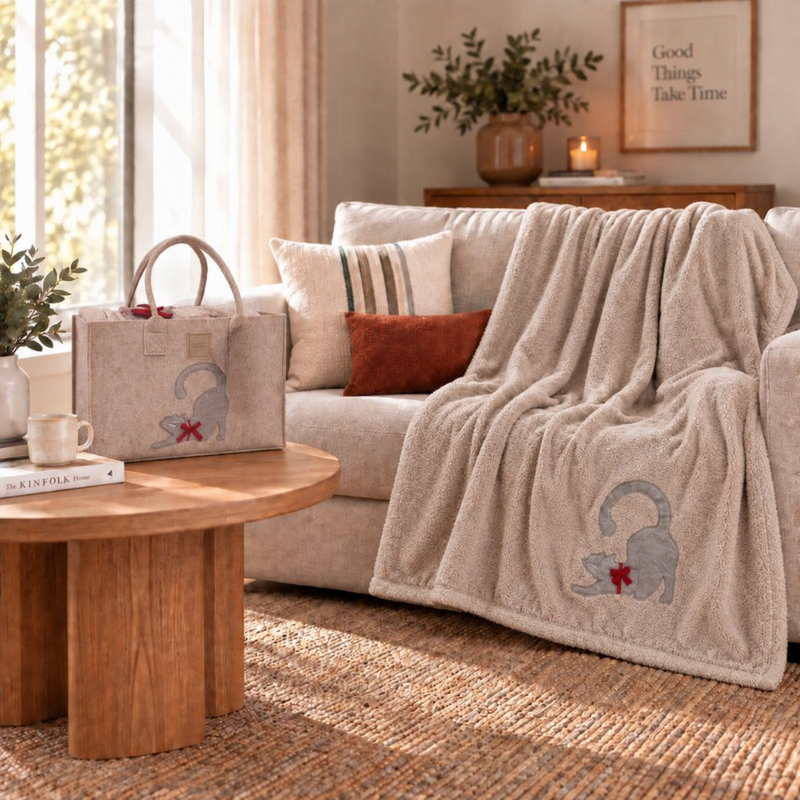 Plaid Con Borsa In Feltro Micio