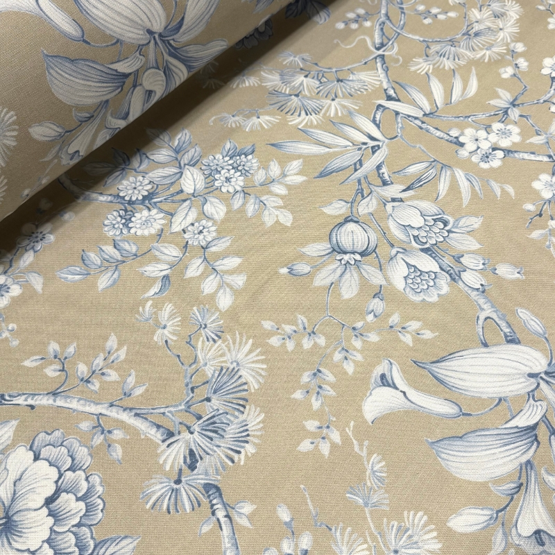 Tessuto In Panama Di Cotone Lace Flowers