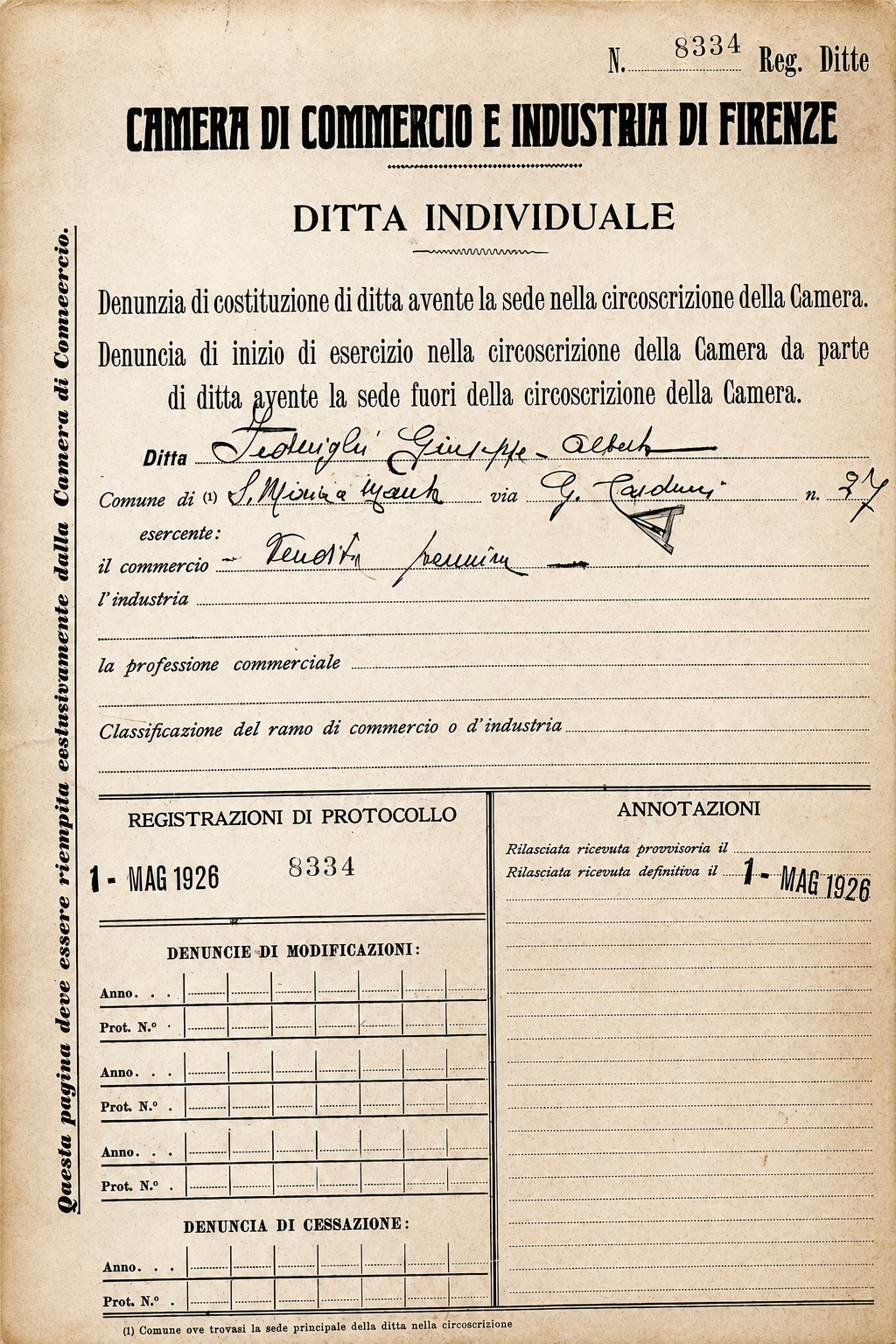 Licenza di Federighi Giuseppe Alberto