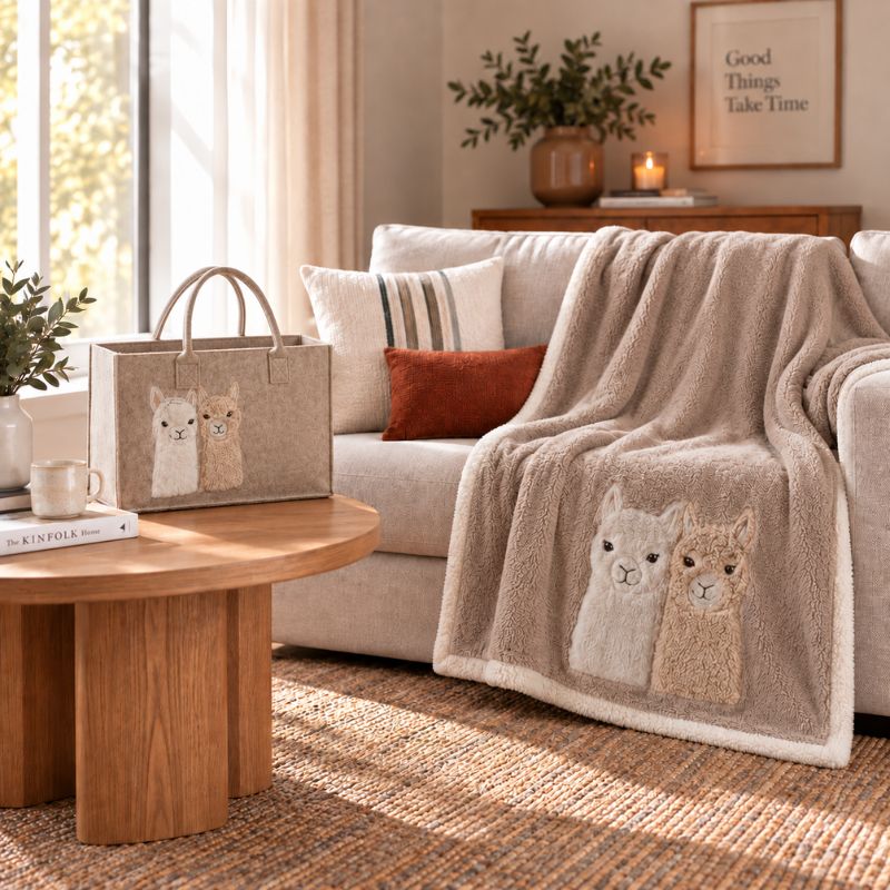 Plaid Con Borsa In Feltro Alpaca