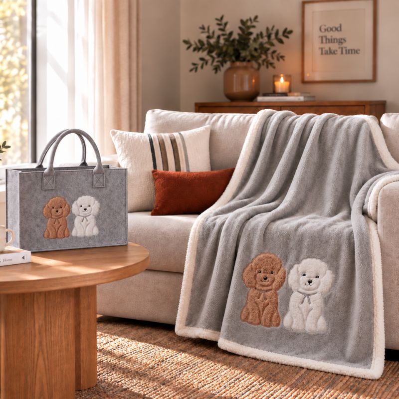 Plaid Con Borsa In Feltro Cuccioli Chic