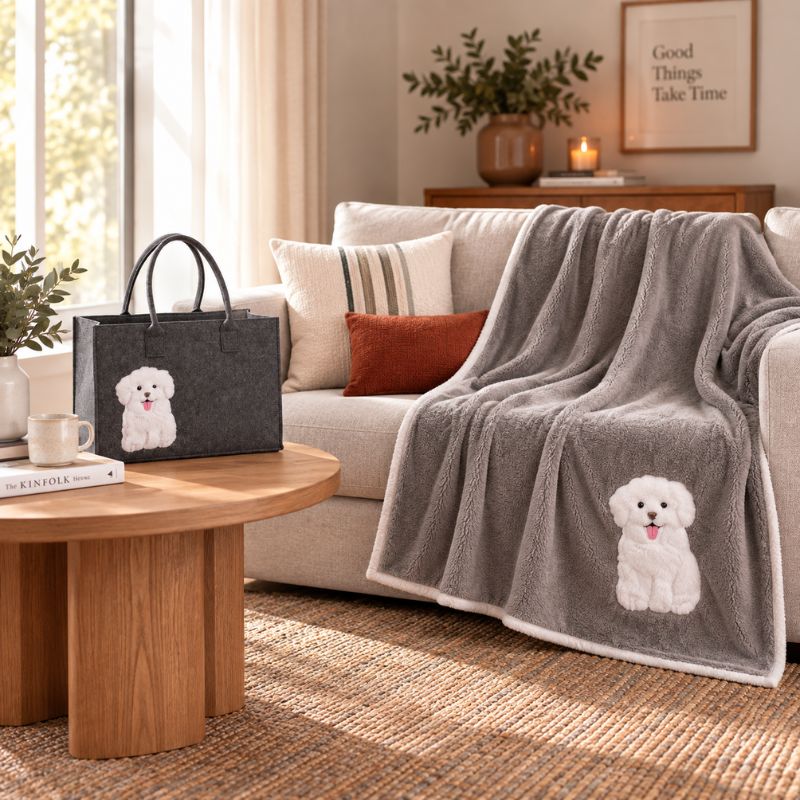 Plaid Con Borsa In Feltro Nuvola