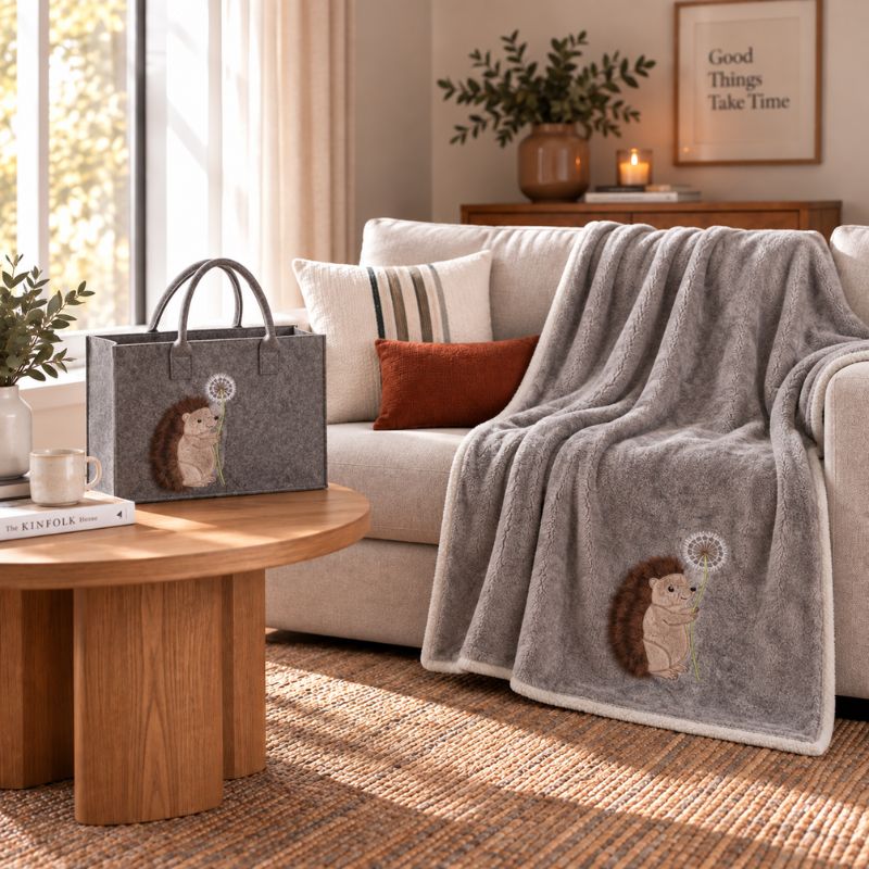 Plaid Con Borsa In Feltro Riccio Gentile